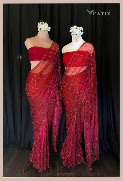 Berry Red Saree