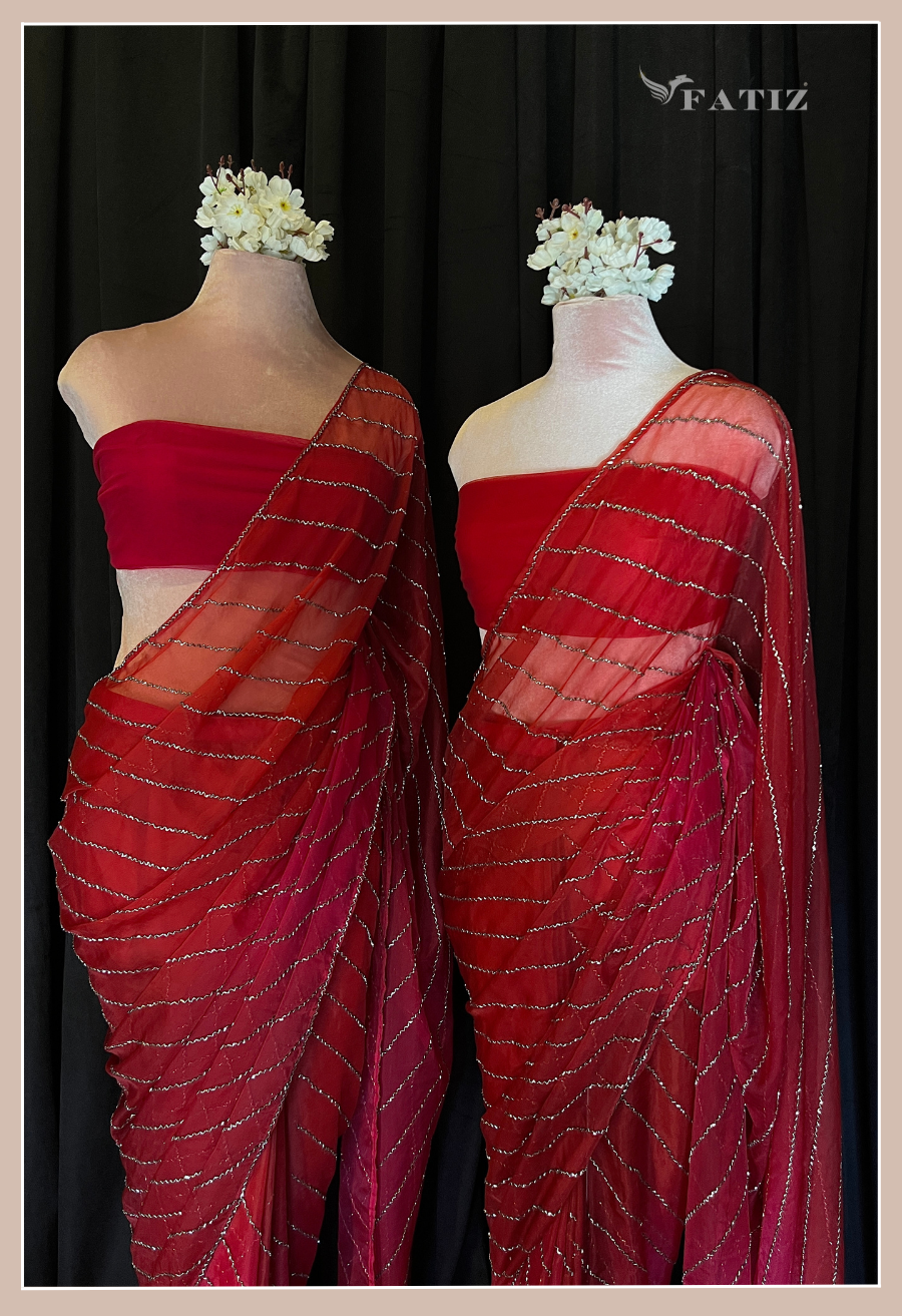 Berry Red Saree