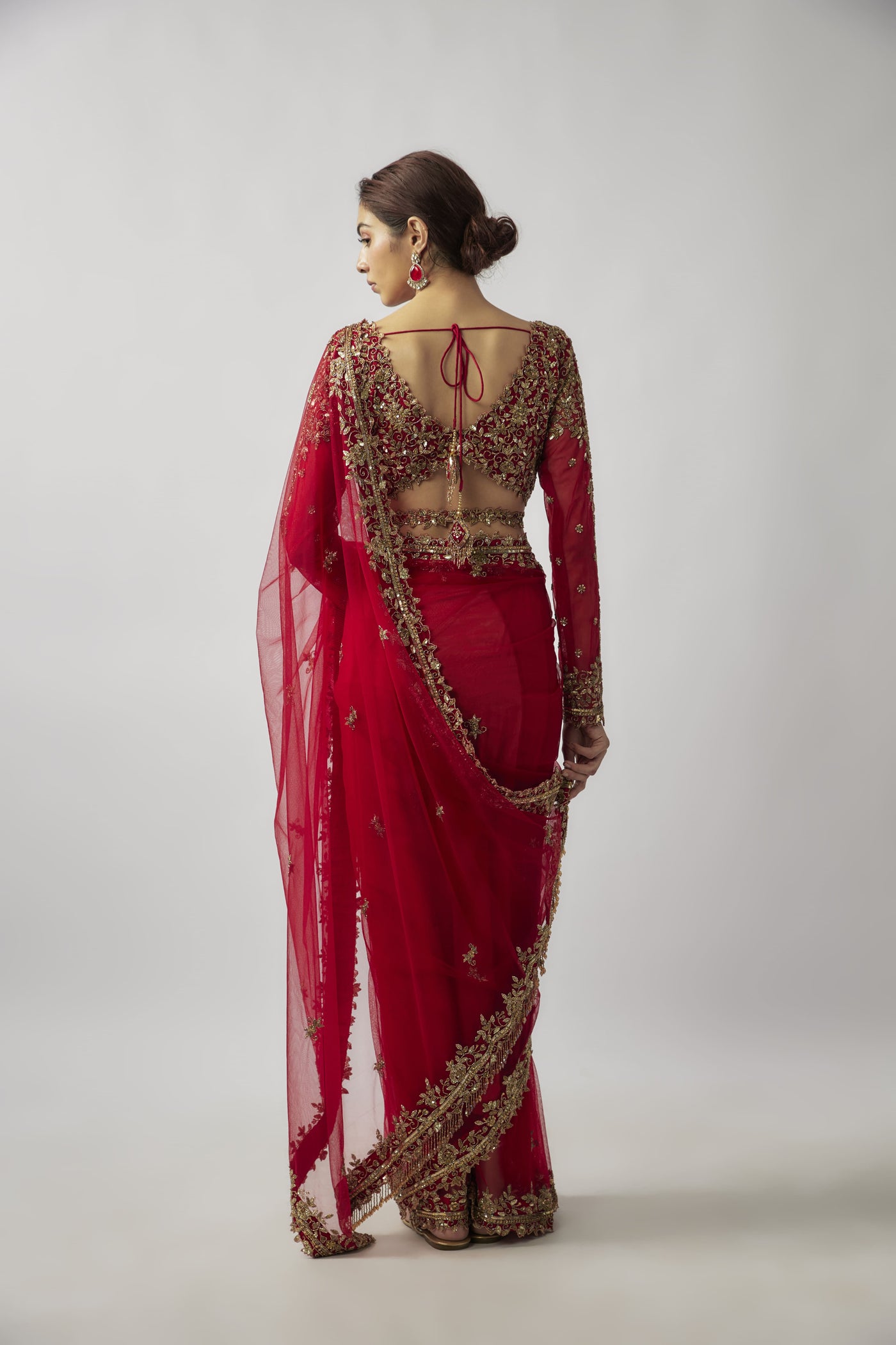 ROOYI SAREE - CHILLIE RED