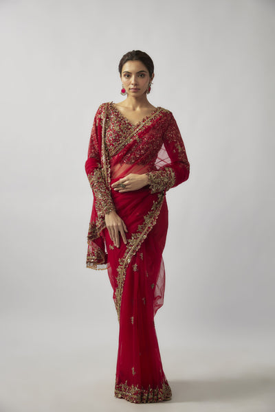 ROOYI SAREE - CHILLIE RED