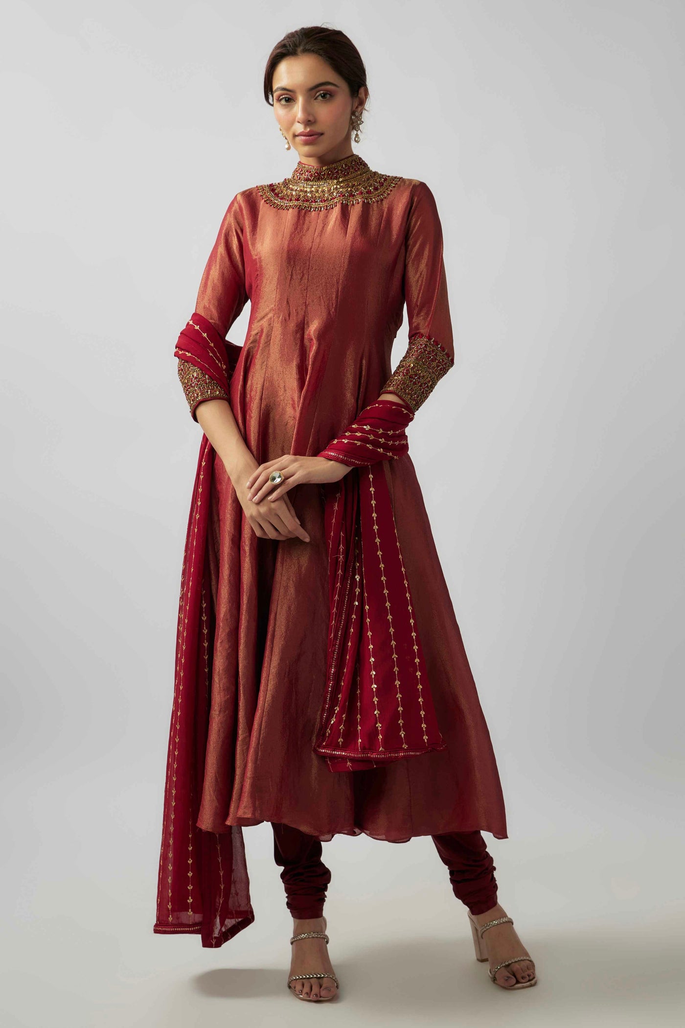 AMRUTHA ANTIQUE ANARKALI - MAROON