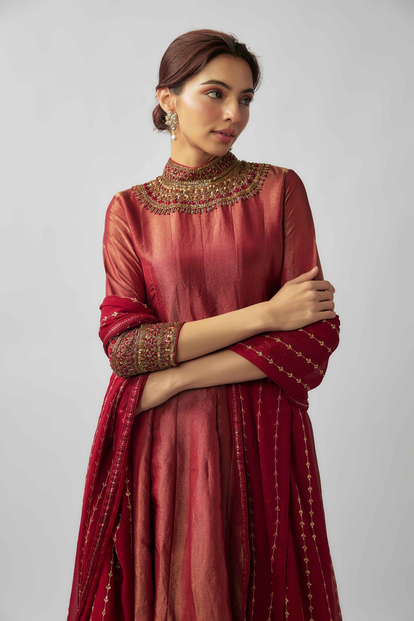 AMRUTHA ANTIQUE ANARKALI - MAROON