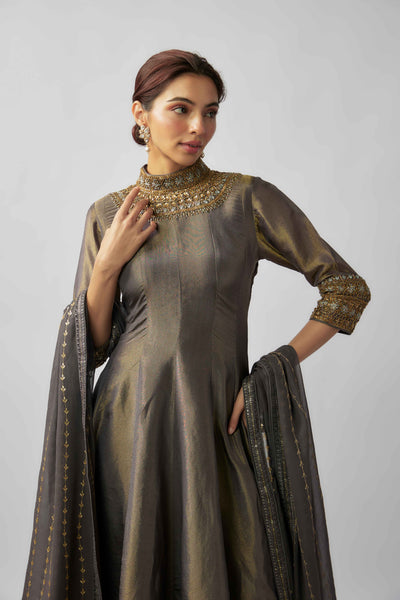 AMRUTHA ANTIQUE ANARKALI - GREY