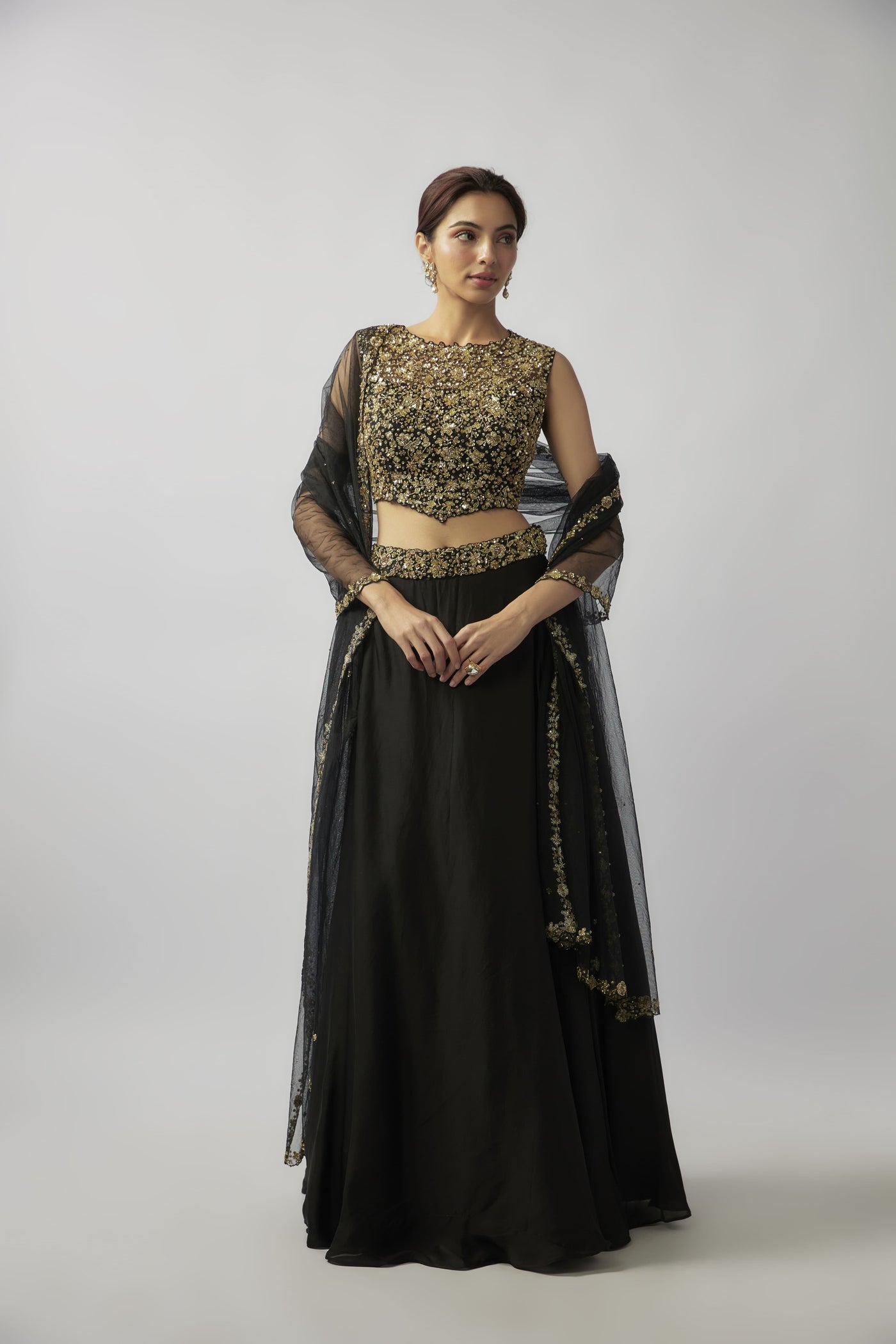 SCARLET LEHENGA - BLACK