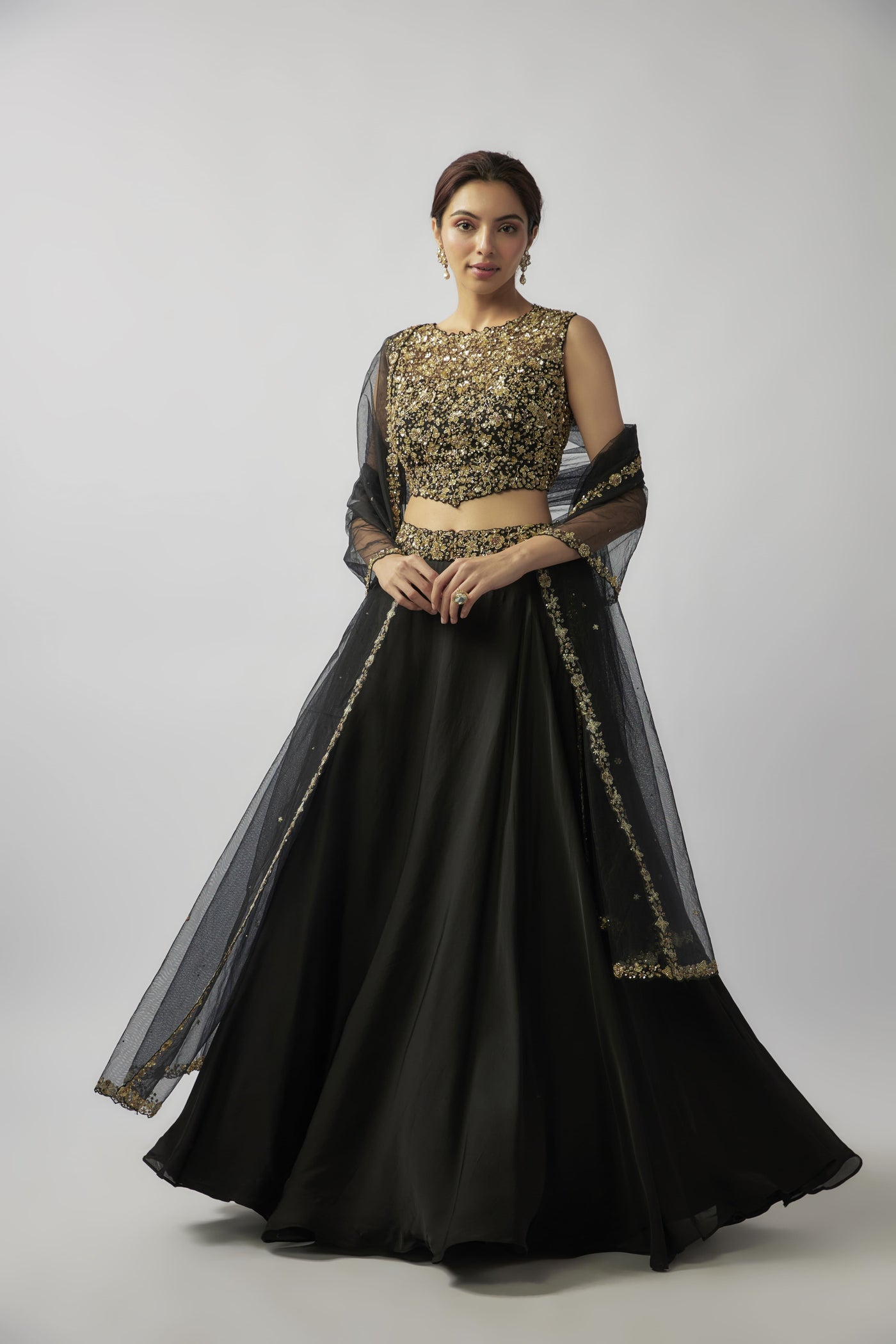 SCARLET LEHENGA - BLACK