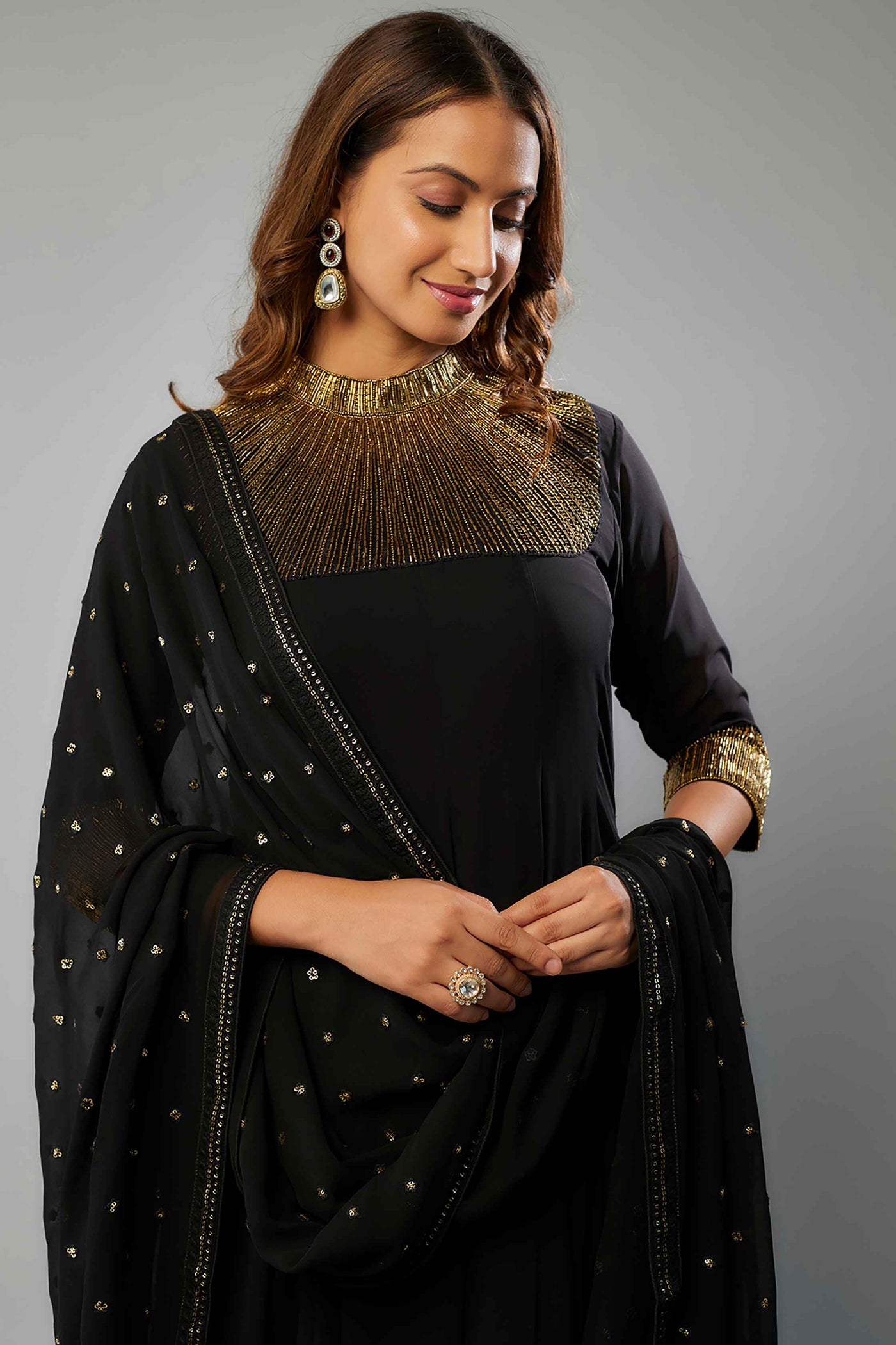 SUNRAY ANARKALI-BLACK