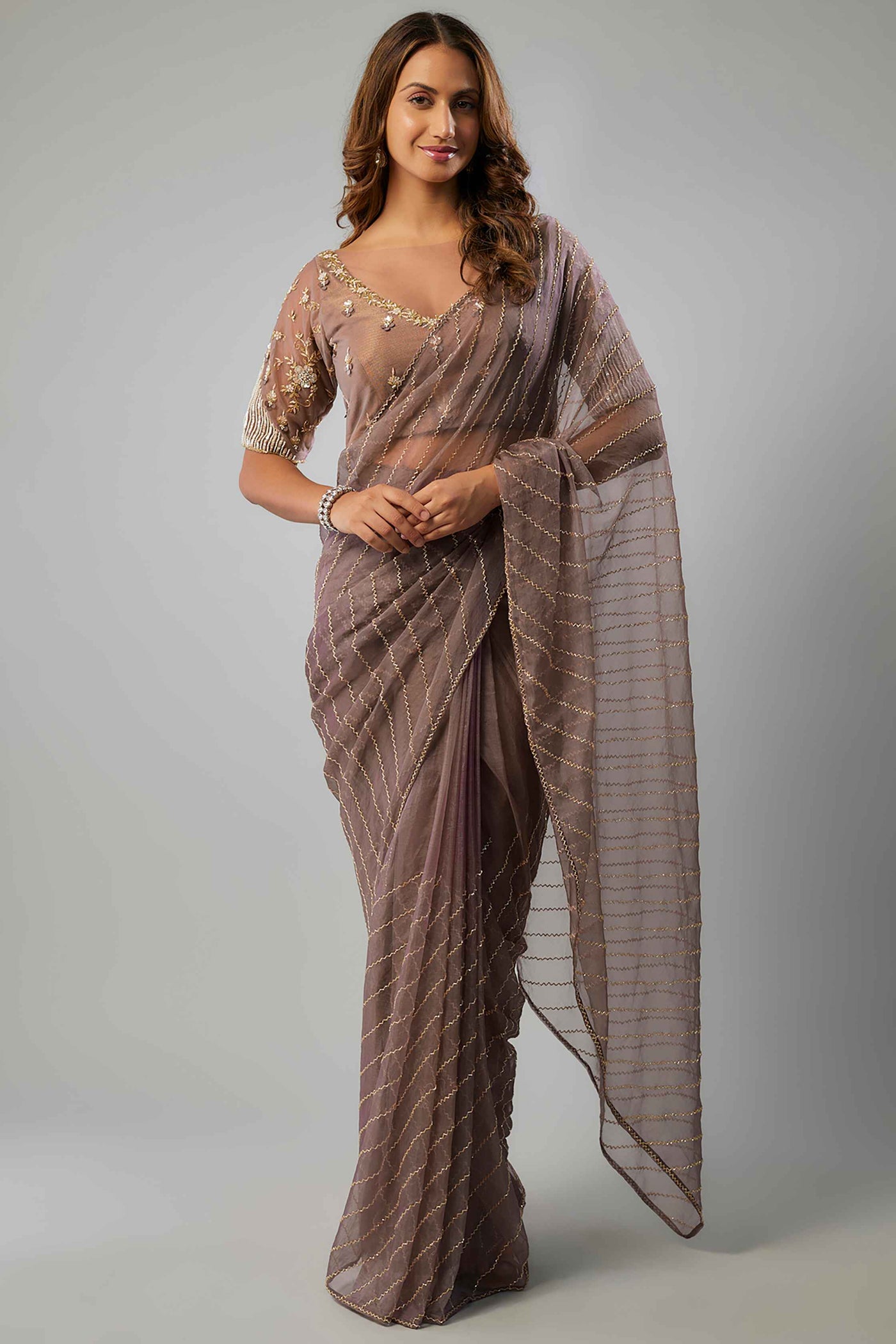 BERRY MEHR SAREE- MAUVE