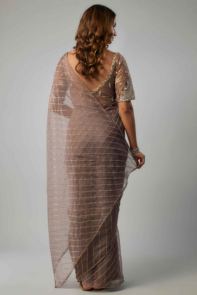 BERRY MEHR SAREE- MAUVE