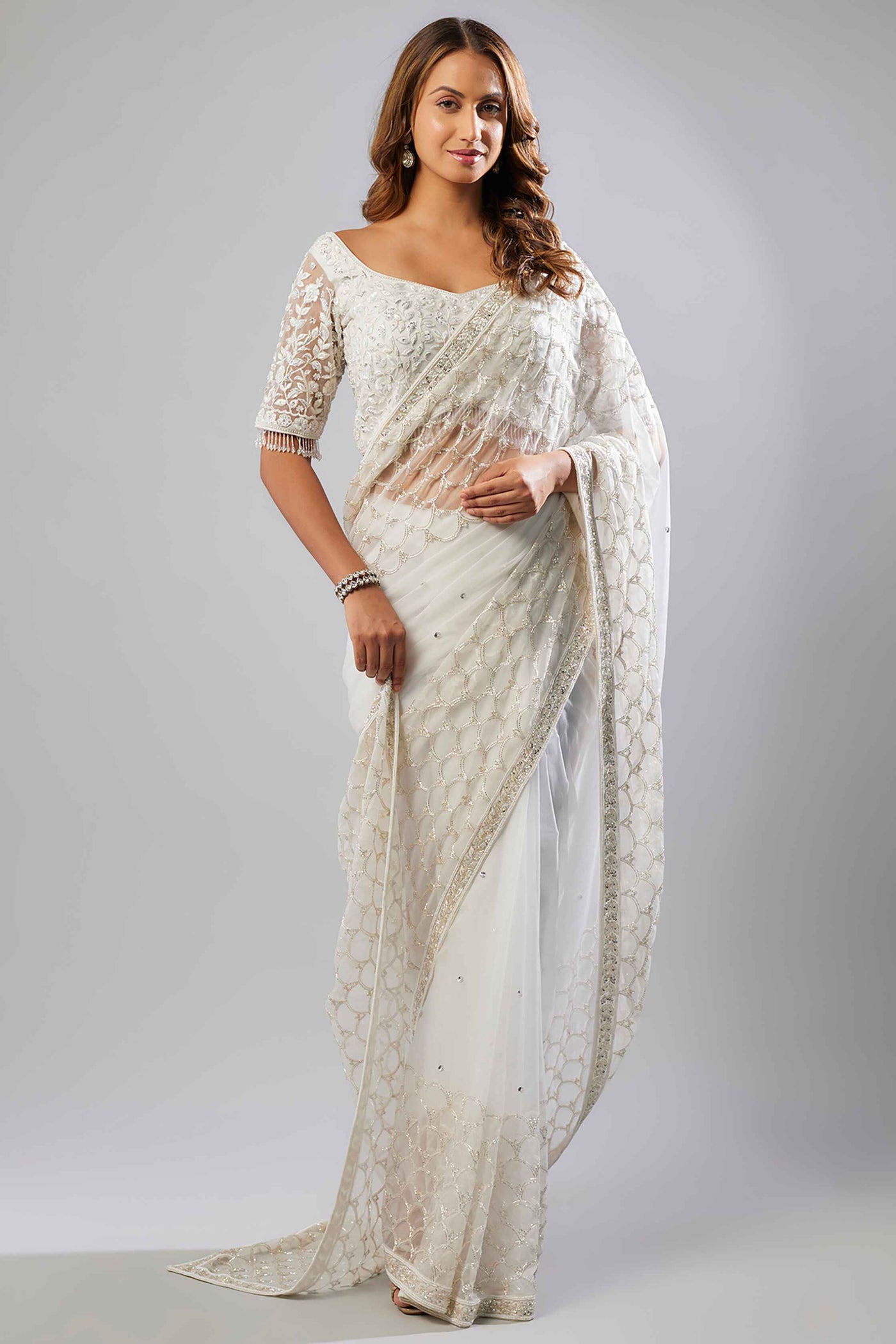 DAISY SAREE- WHITE