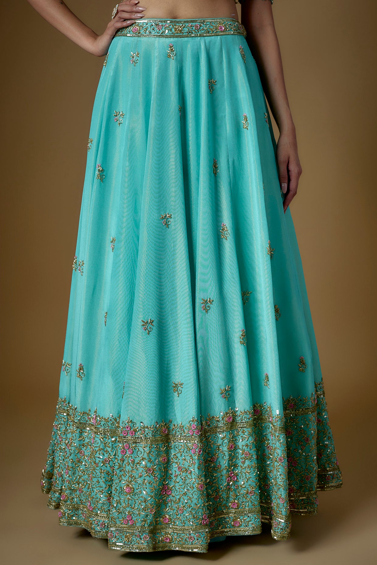 ROOYI LEHENGA - TURQUOISE BLUE