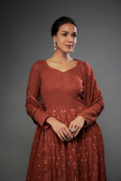 ZEHRA ANARKALI - RUST ORANGE