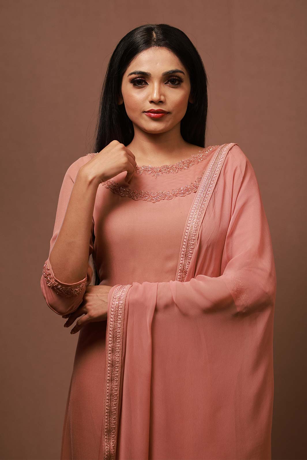 Tania - Dusty Rose Georgette Suit