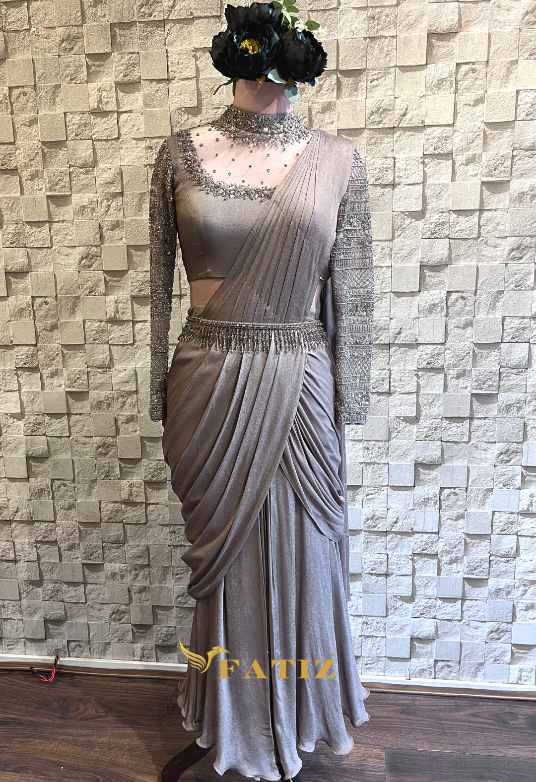 Jessy Drape Gown - Stone Grey