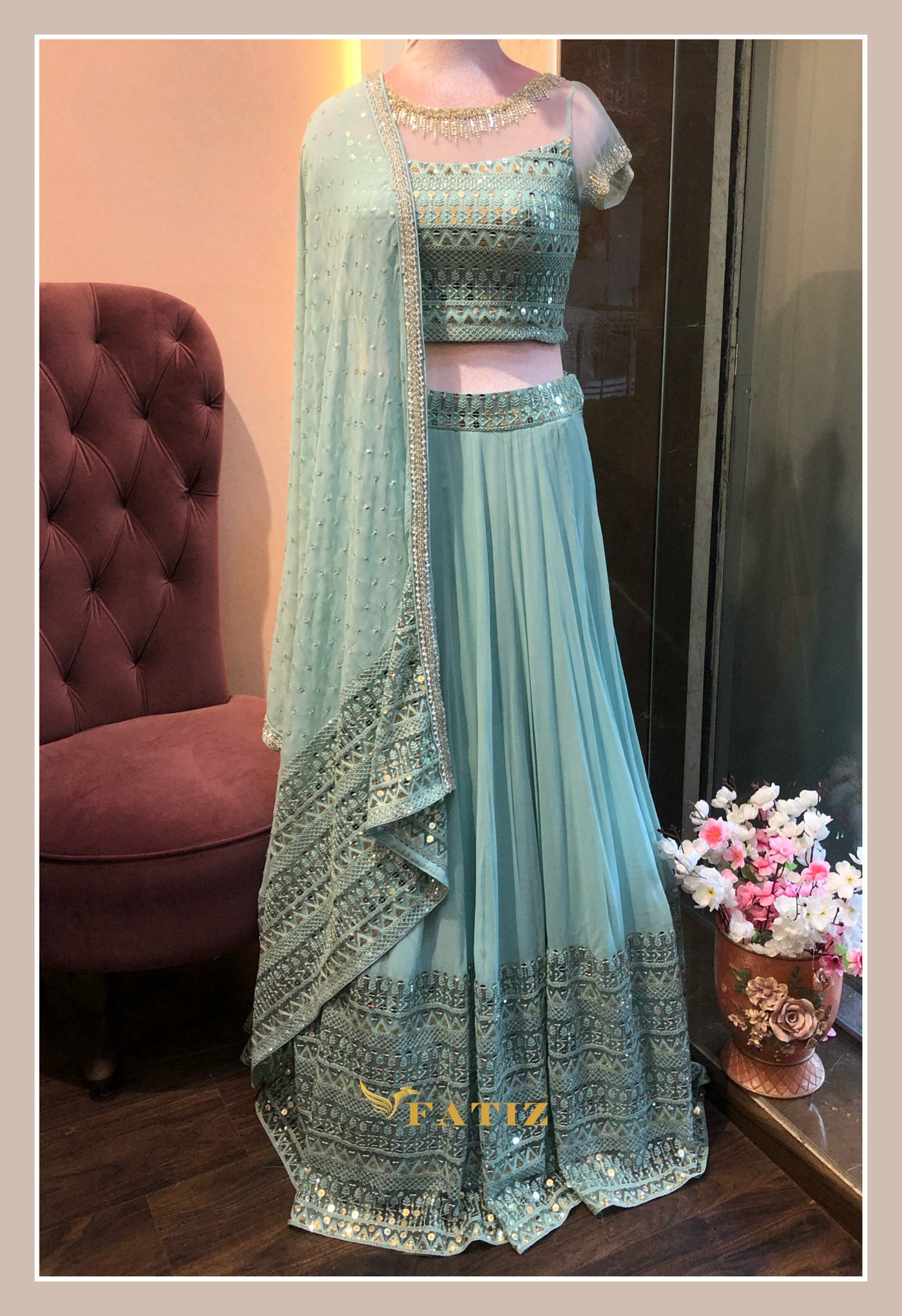 Meira- Mint Blue Lehenga