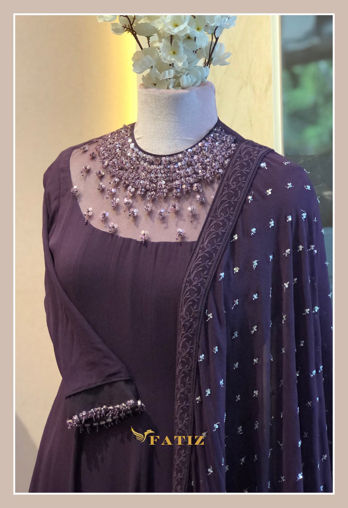 Saba - Wine Anarkali Suit