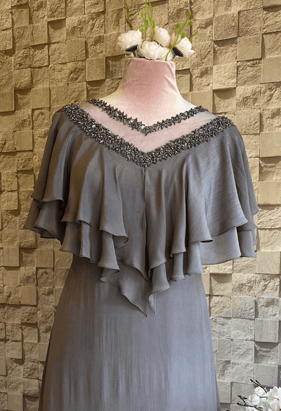 Tulip Cape Gown - Stone Grey