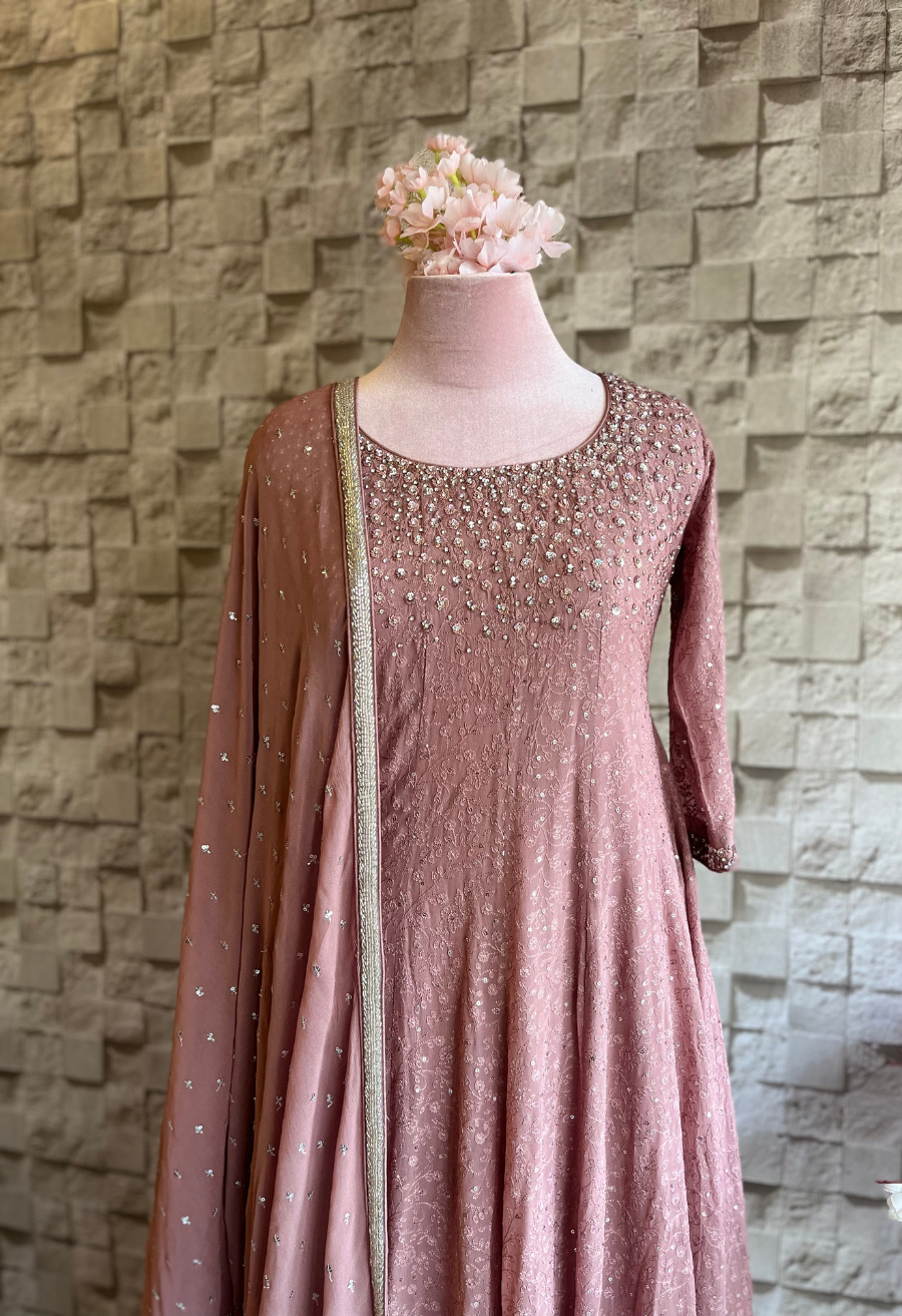 Samiphool Anarkali- Mauve