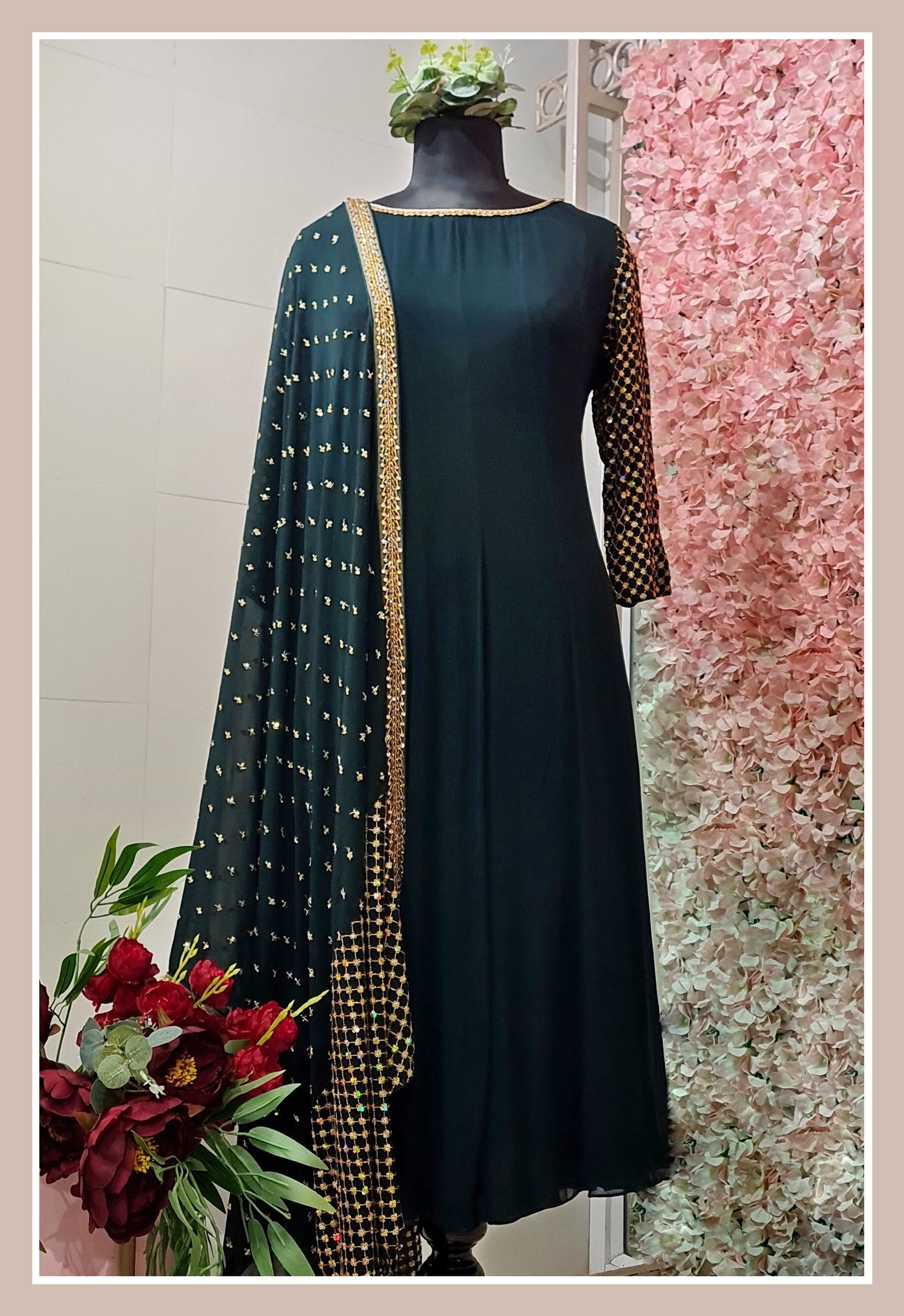 Methi - Bottle green Anarkali Suit