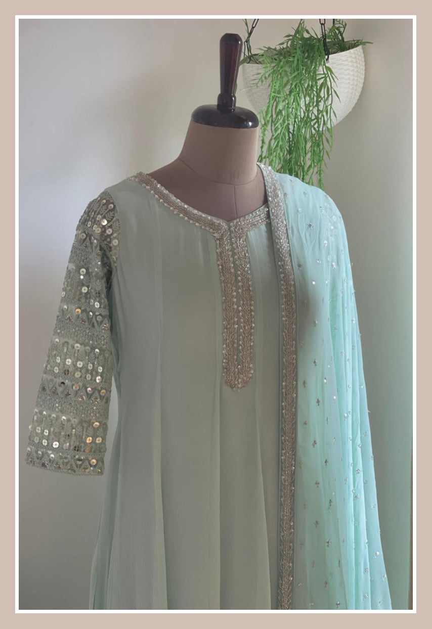 Meira - Mint Green Anarkali suit