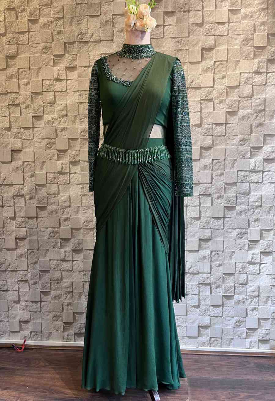 Jessy Drape Gown - Bottle Green