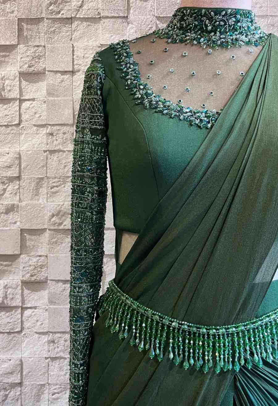 Jessy Drape Gown - Bottle Green