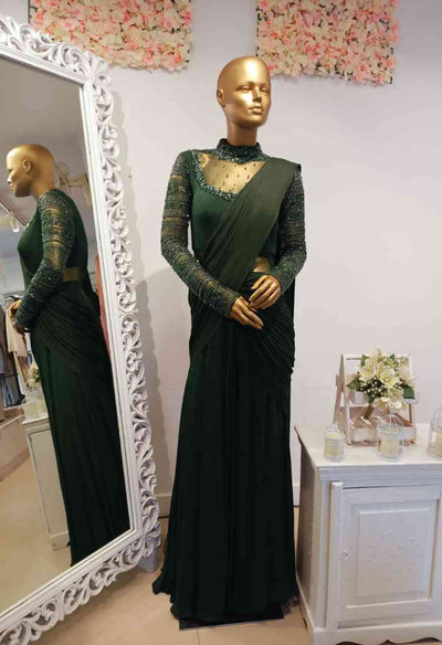 Jessy Drape Gown - Bottle Green