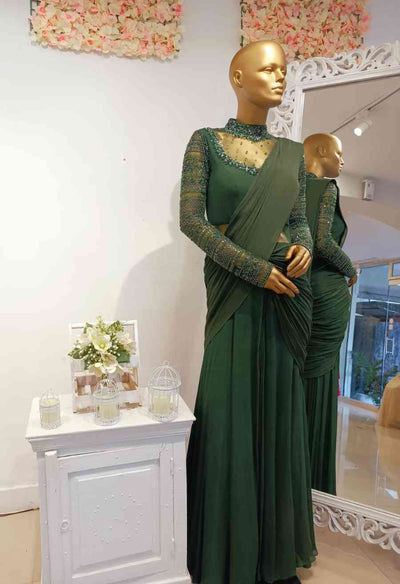 Jessy Drape Gown - Bottle Green