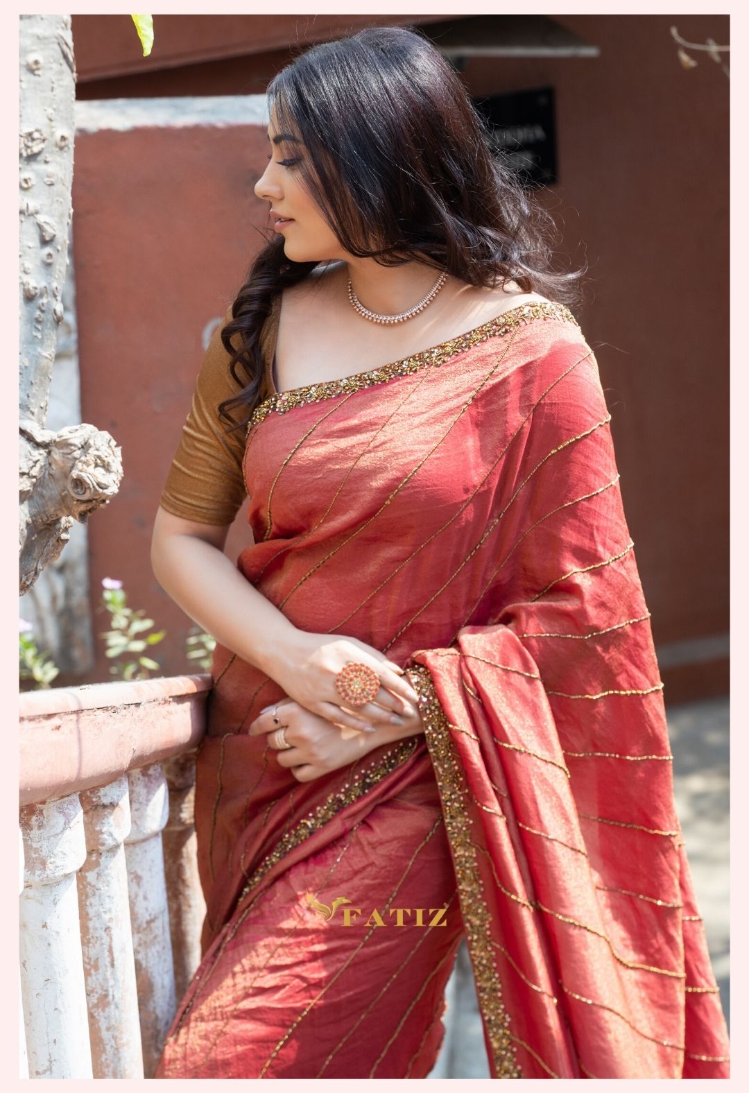 Red Tissue Saree