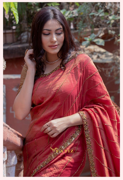 Red Tissue Saree