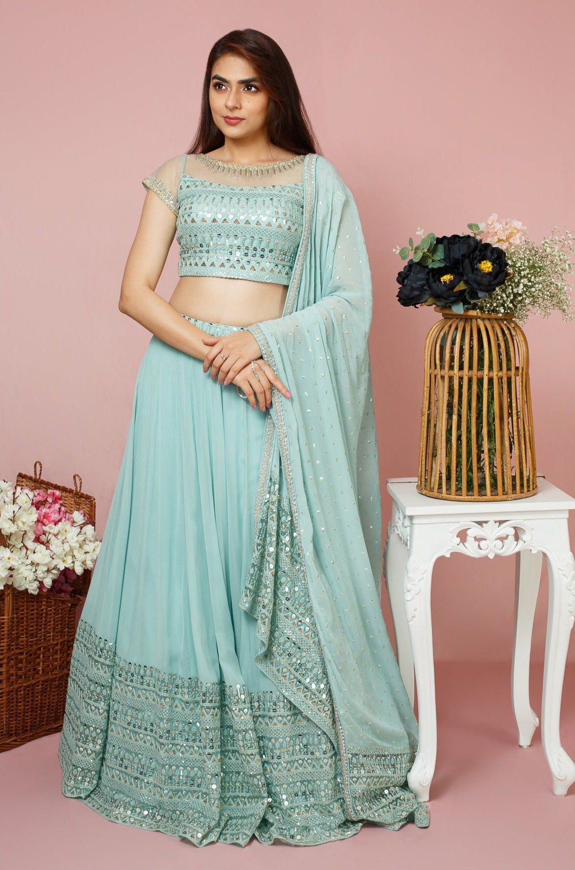 Meira- Mint Blue Lehenga