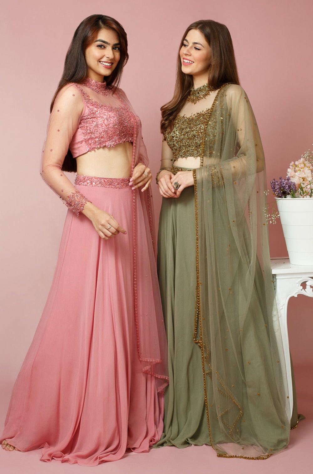 Jessy Lehenga - Sage Green