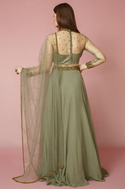 Jessy Lehenga - Sage Green